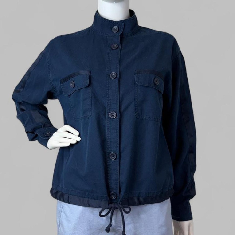 Nautica Women S Navy Utility Jacket Tencel Cotton Drawstring Coastal Preppy